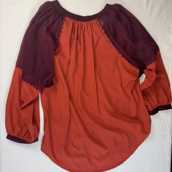 Versona Accessories Orange and Burgundy Boho Top - Size L - Picture 4 of 12